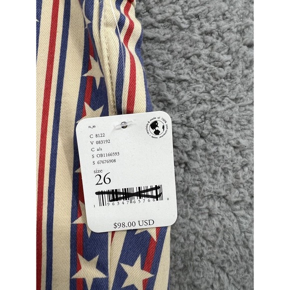 Free People Penny Pull On Stars and Stripes Flare Jeans Size 26 - Picture 10 of 10